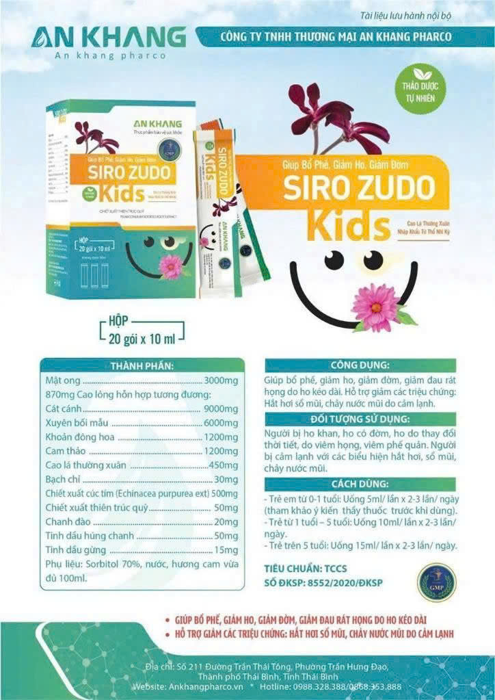 SIRO ZUDO KIDS 6 Thành phần chính có trong SIRO ZUDO KIDS và công dụng nổi bật