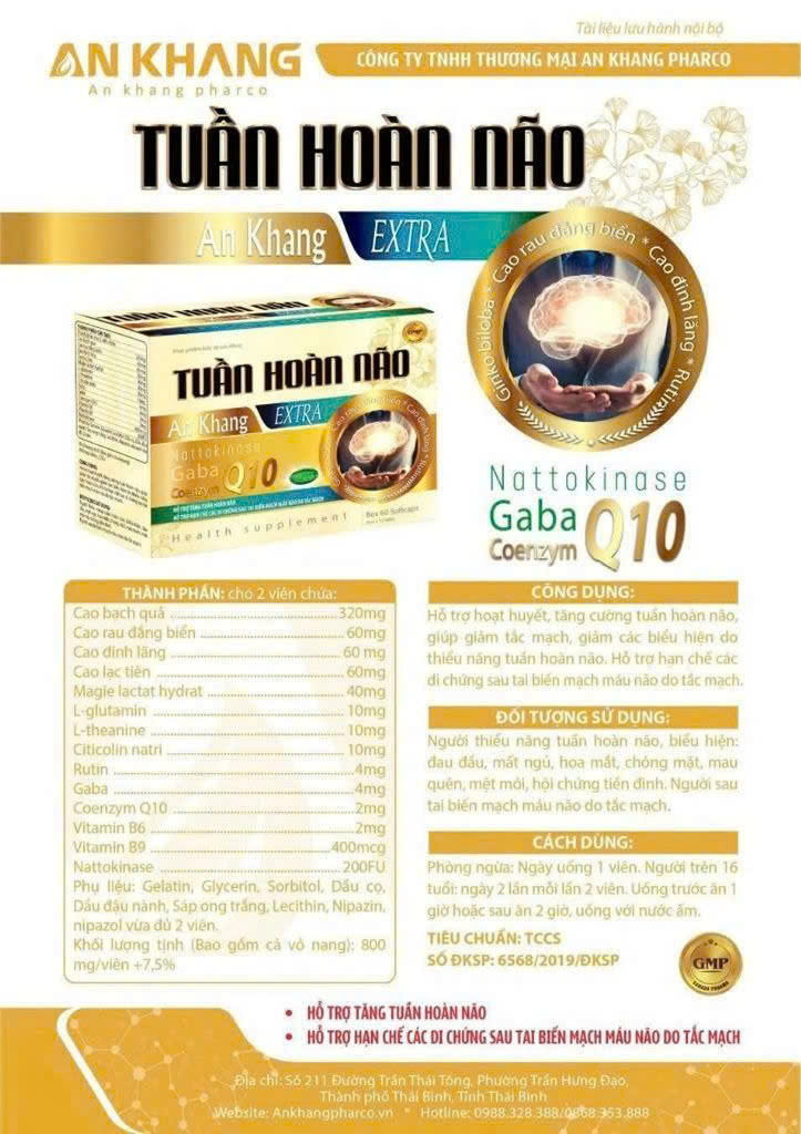 Thành phần chi tiết của Tuần Hoàn Não An Khang Extra