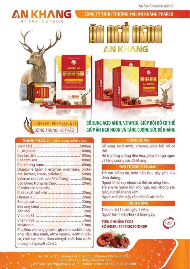 ĂN NGỦ NGON AN KHANG 2 Thành phần chính của Ăn Ngủ Ngon An Khang
