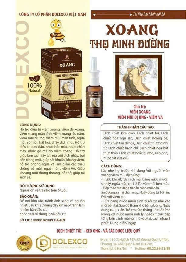 XOANG THỌ MINH ĐƯỜNG 2 Thành phần chi tiết của Xoang Thọ Minh Đường