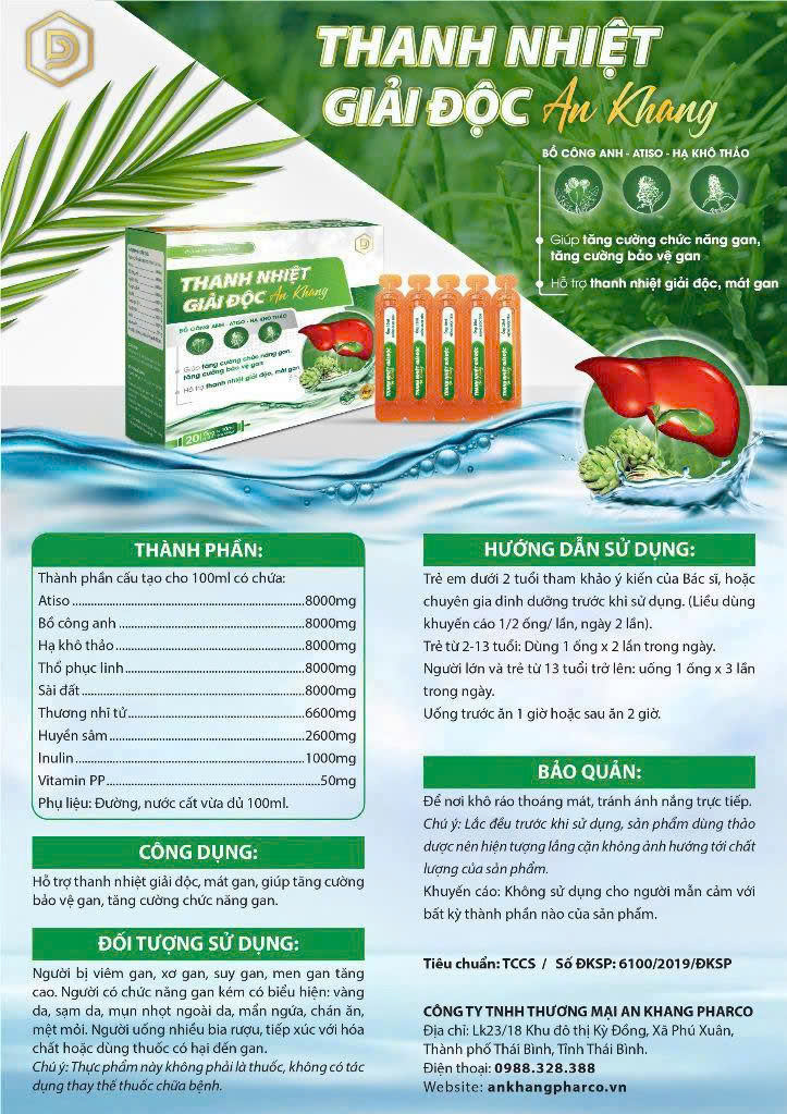 THANH NHIỆT AN KHANG 2 Thành phần của Thanh Nhiệt An Khang