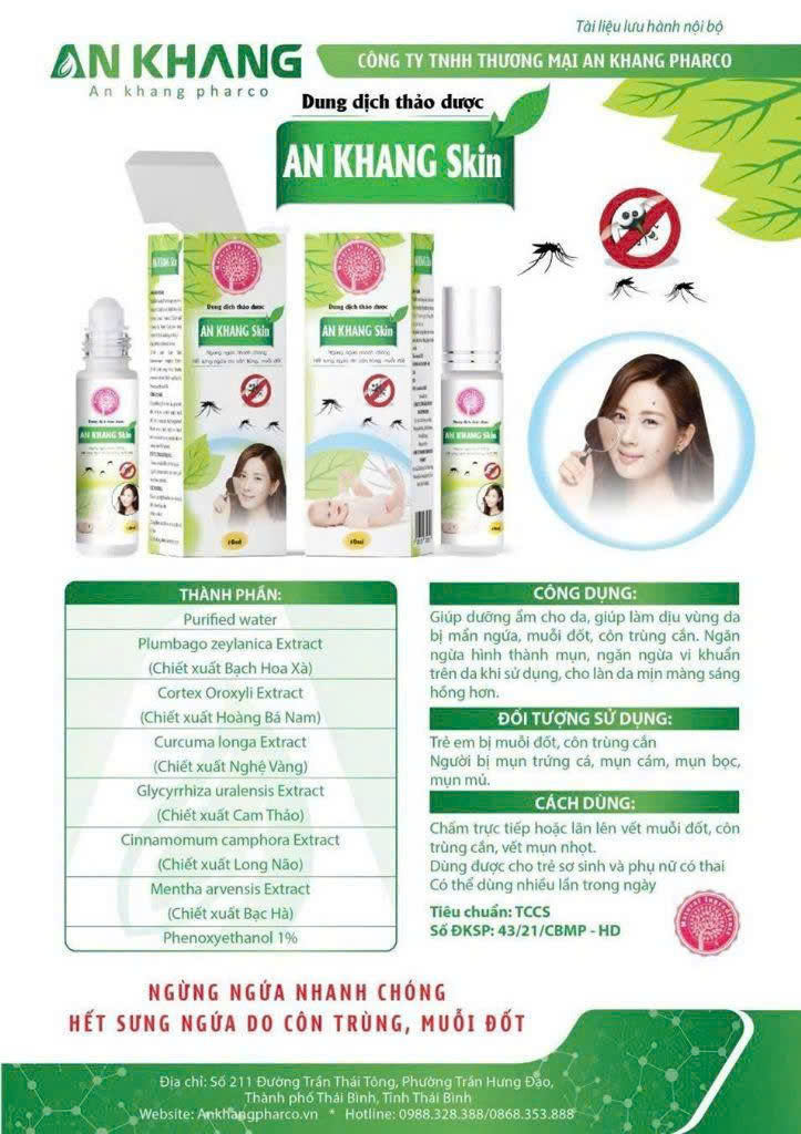 Chi tiết thành phần của Skin An Khang Lăn Muỗi