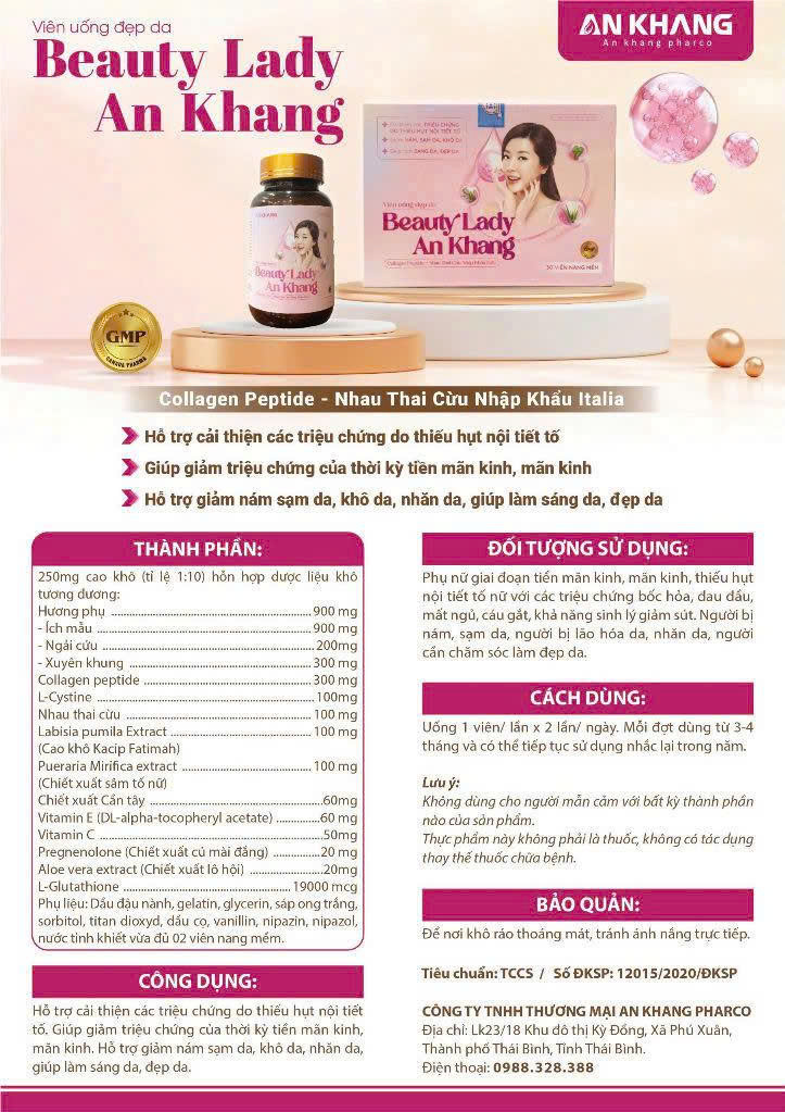 BEAUTY LADY AN KHANG 2 Thành phần và công dụng của Beauty Lady An Khang