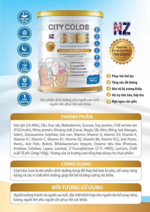 SỮA CITY COLOS SURE 2 Thành phần chi tiết của sản phẩm City Colos Sure